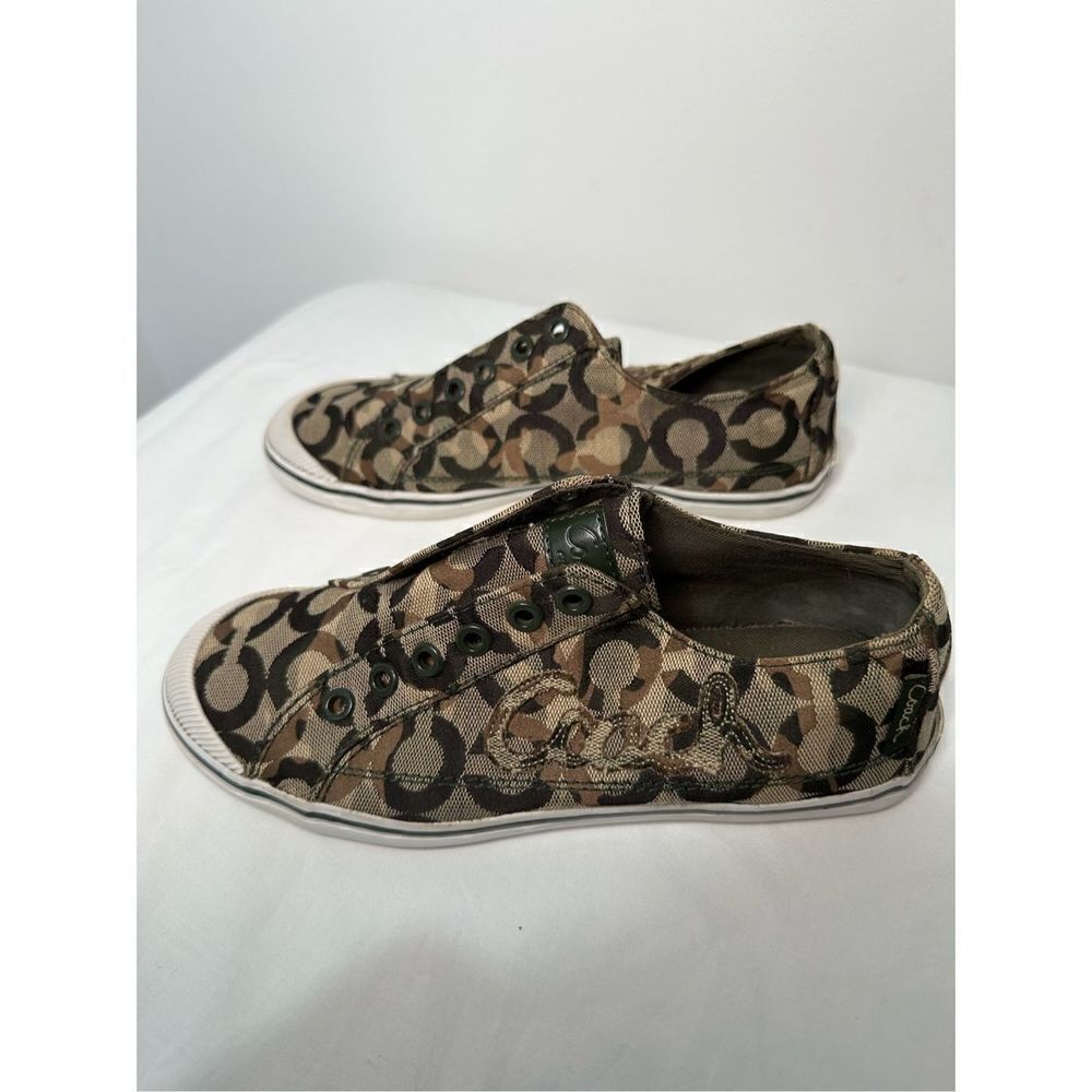 COACH Keeley signature camo low top women’s canvas slip on shoe sz 6.5B #229 - Picture 3 of 9